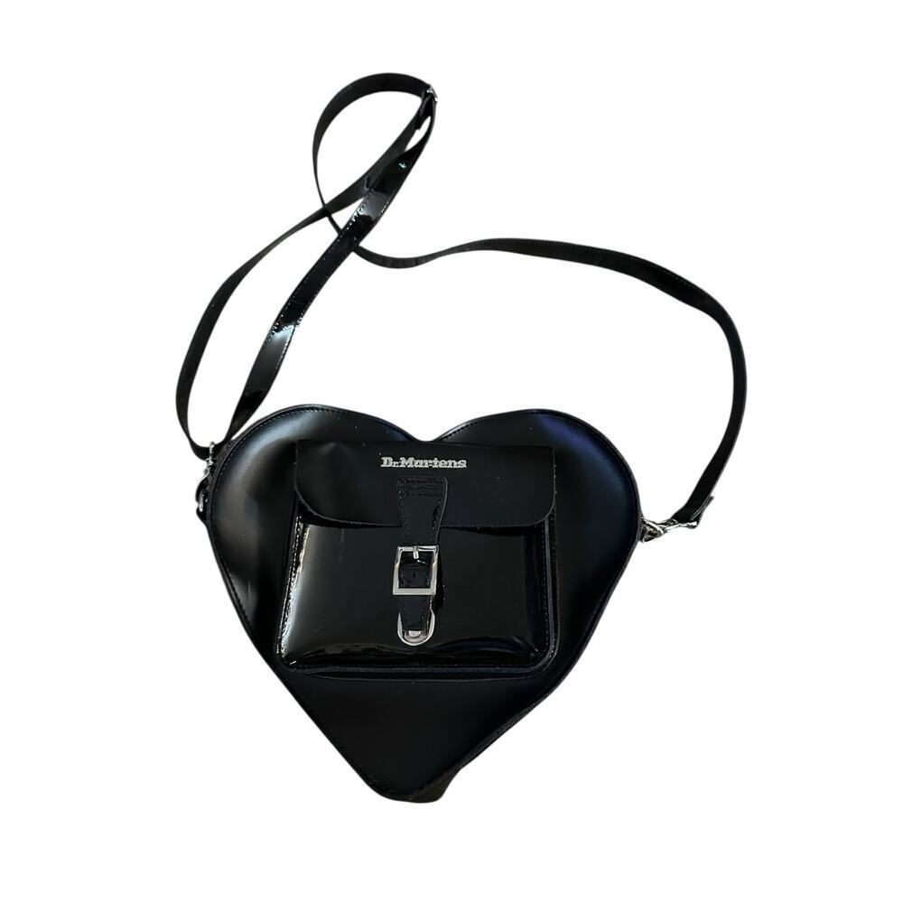 Dr. Martens Women's Black Leather Heart Shaped Crossbody Straps Backpack